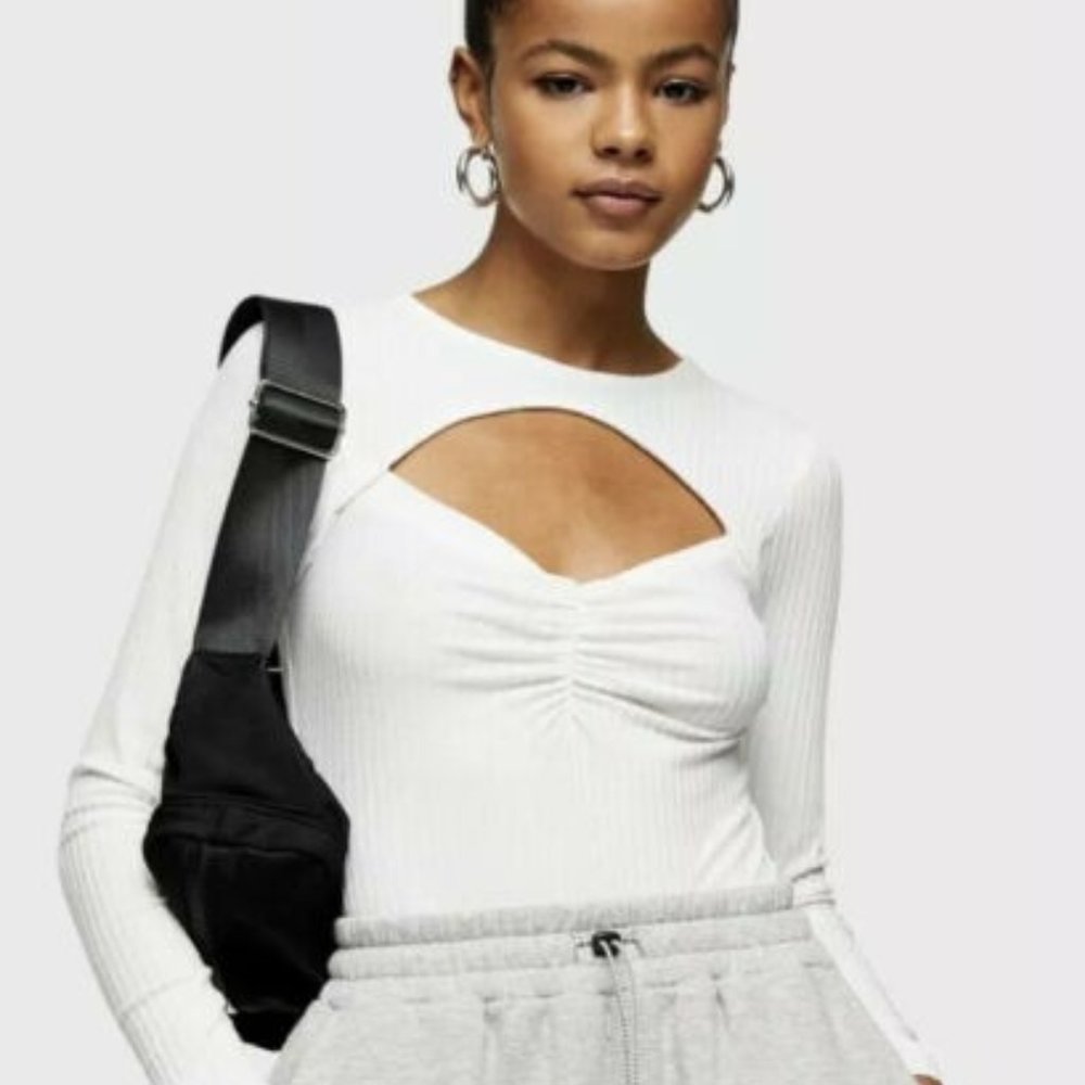 Topshop White Cut-Out Detail Chest Mini Dress S= 8